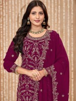 Berry Pink Faux Georgette Salwar Kameez